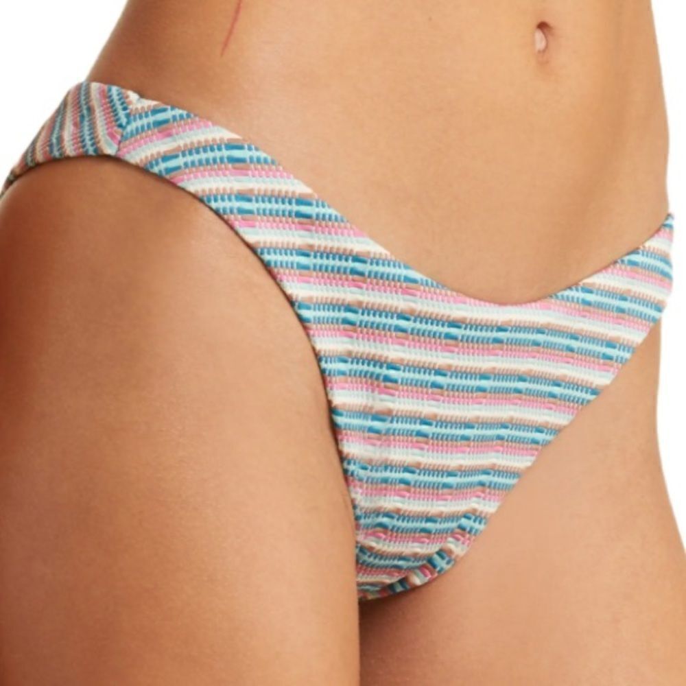 NWT New L*Space Pique Vista Dream Striped Cabana Bitsy Bikini Swim Bottom L Sun